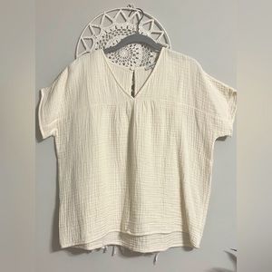 MADEWELL Lightspun Women’s Short Sleeve Ivory V-Neck Top XS